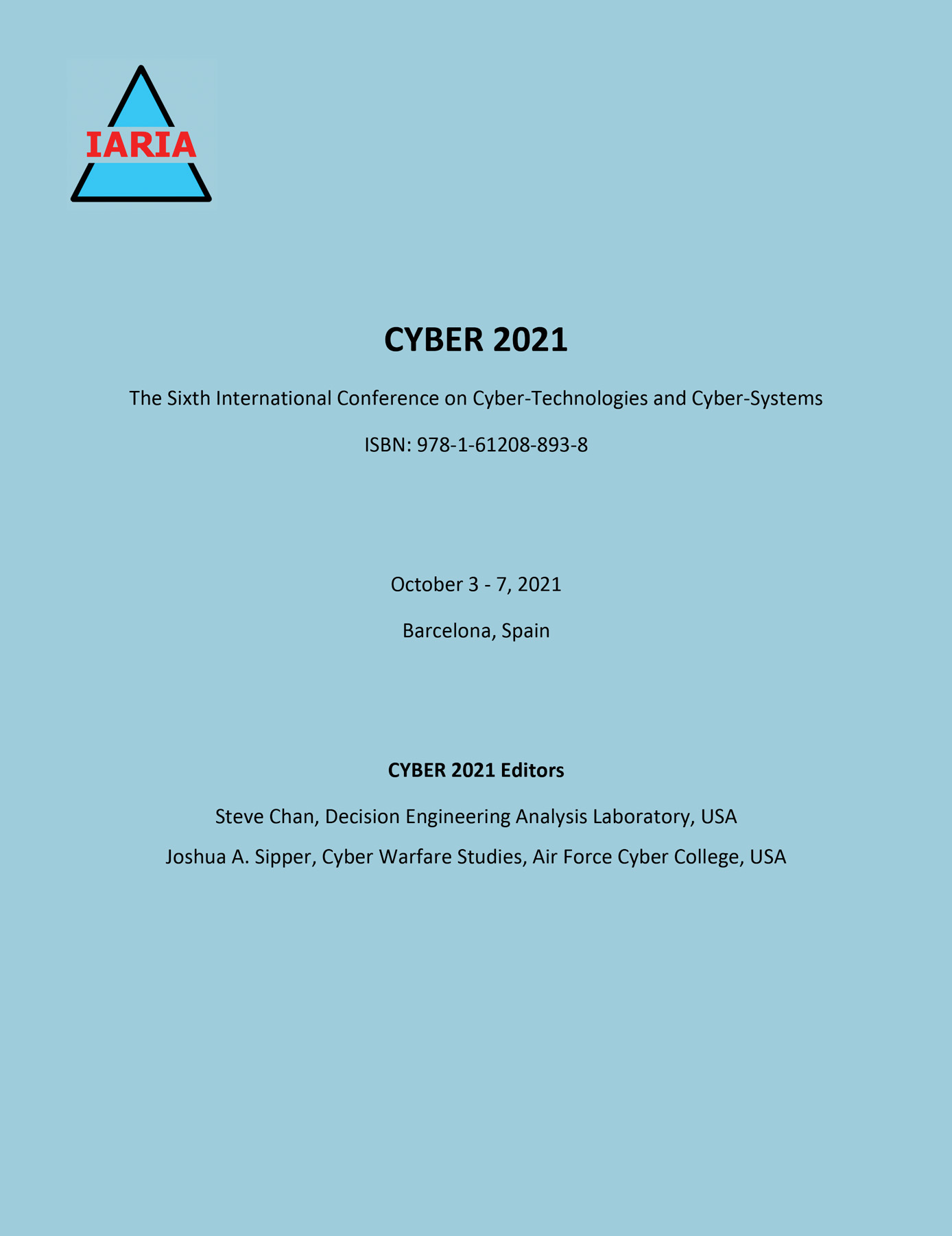 Decision Engineering Analysis Lab Member Steve Chan Publication at IARIA Cyber 2021